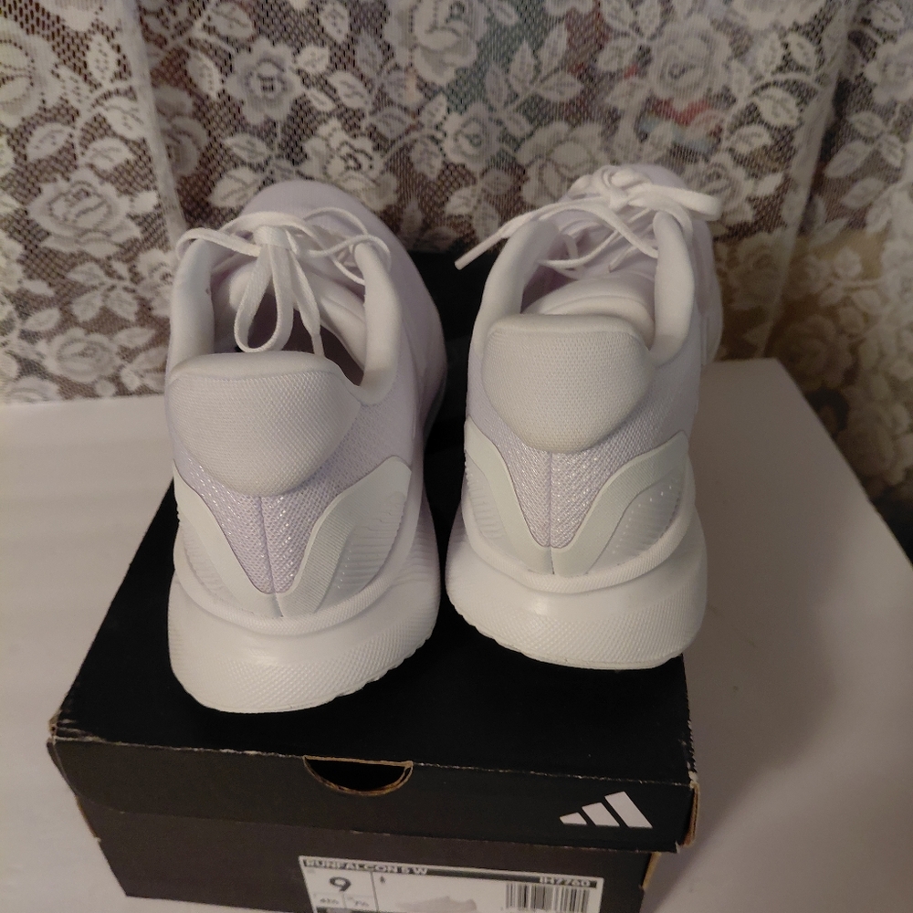Adidas RunFalcon 5 Women Size 9 Triple White Sneakers EC Excellent Athletic Sho - Picture 9 of 9